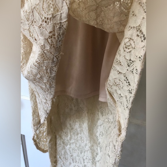 Boho beige lace high-low dress - Picture 4 of 5